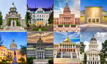 a four by four grid of state capitals