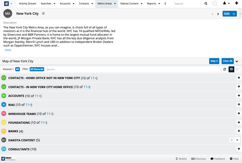 Marketplace software view for New York City